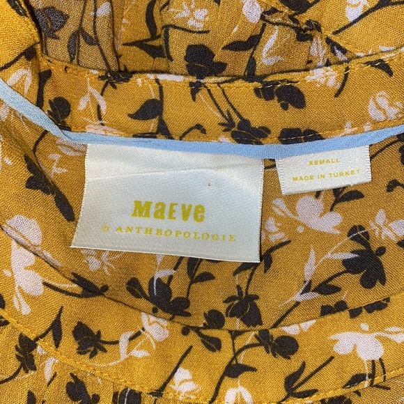 Anthro Maeve Mustard Floral Swing Peplum Blouse Top - Picture 12 of 13